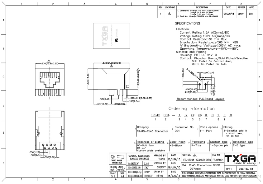 RJ45 connector specification
